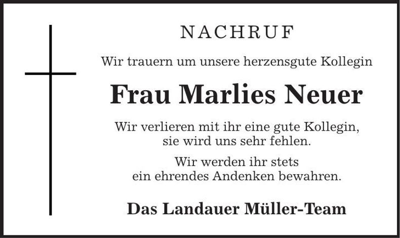 Traueranzeige Neuer Marlies