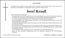 Traueranzeige Josef Krauß