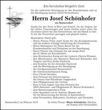 Traueranzeige Josef Schönhofer