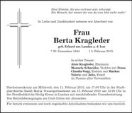 Traueranzeige Berta Kragleder