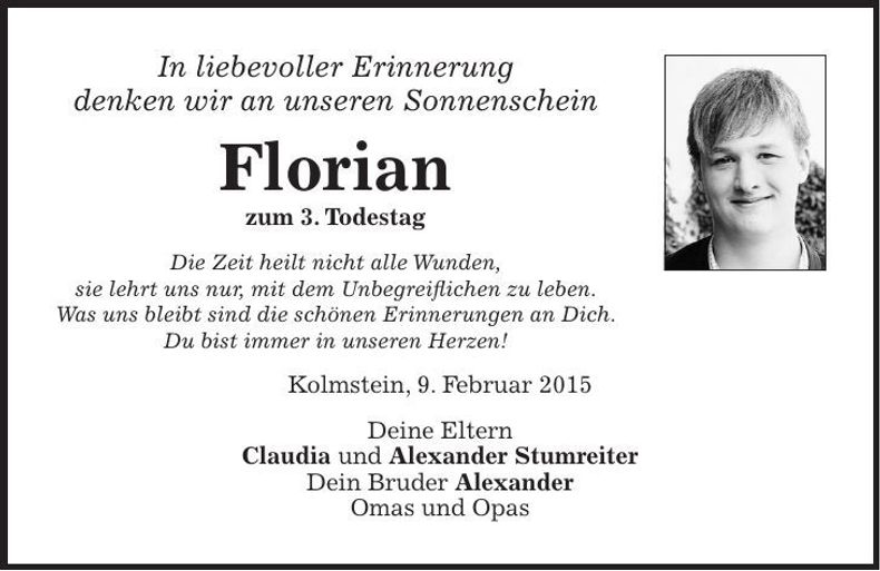 Traueranzeige Florian Stumreiter