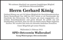 Traueranzeige Gerhard König