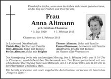 Traueranzeige Anna Altmann