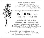 Traueranzeige Rudolf Strunz