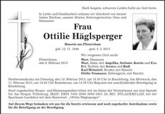 Traueranzeige Ottilie Häglsperger