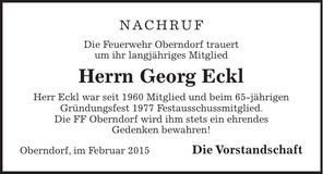 Traueranzeige Georg Eckl