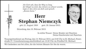 Traueranzeige Stephan Niemczyk
