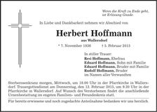 Traueranzeige Herbert Hoffmann