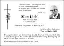 Traueranzeige Max Liebl
