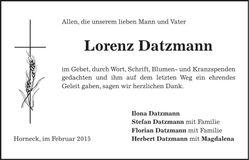 Traueranzeige Lorenz Datzmann