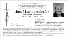 Traueranzeige Josef Landersdorfer