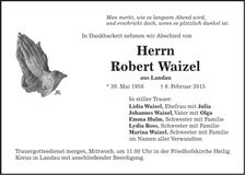 Traueranzeige Robert Waizel