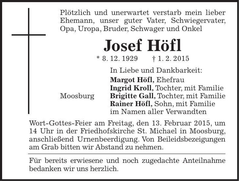 Traueranzeige Josef Höfl