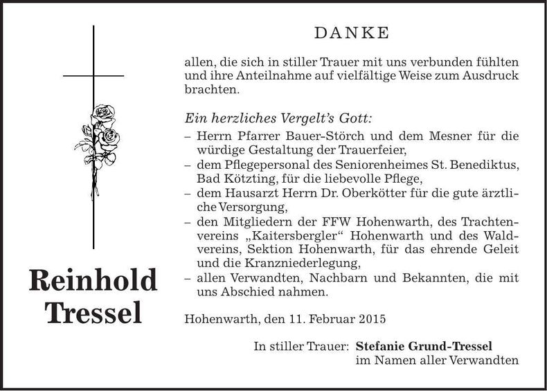 Traueranzeige Rudolf Tressel