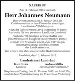 Traueranzeige Johannes Neumann