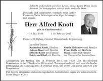 Traueranzeige Alfred Knott