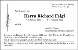 Traueranzeige Richard Feigl