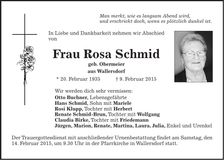 Traueranzeige Rosa Schmid