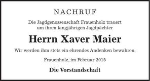 Traueranzeige Xaver Maier