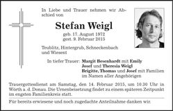 Traueranzeige Stefan Weigl