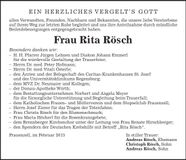 Traueranzeige Rita Rösch
