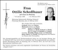 Traueranzeige Ottilie Schedlbauer