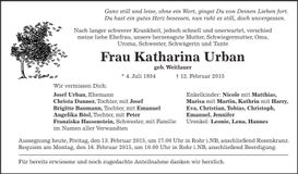 Traueranzeige Katharina Urban