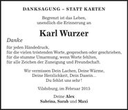 Traueranzeige Karl Wurzer