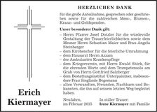 Traueranzeige Erich Kiermayer