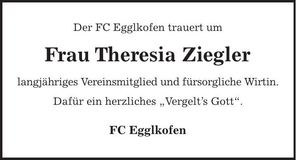 Traueranzeige Theresia Ziegler