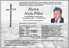 Traueranzeige Alois Piller