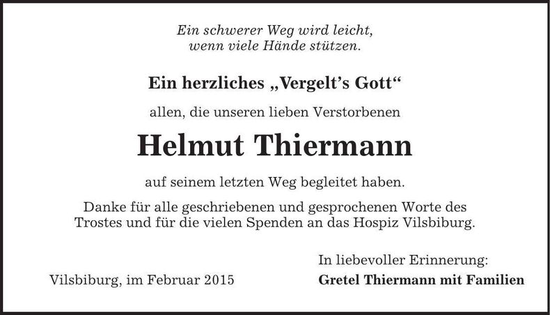 Traueranzeige Thiermann Helmut