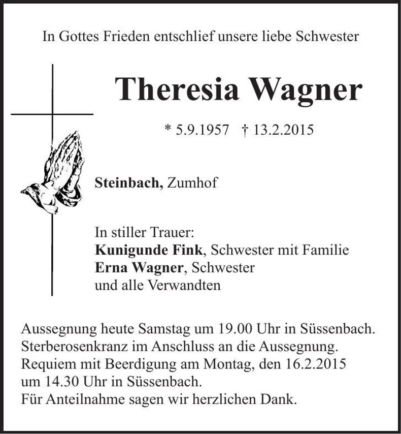 Traueranzeige Theresia Wagner