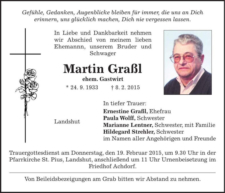 Traueranzeige Martin Graßl