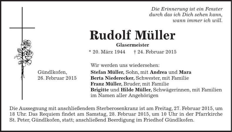 Traueranzeige Rudolf Müller
