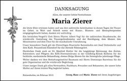 Traueranzeige Maria Zierer