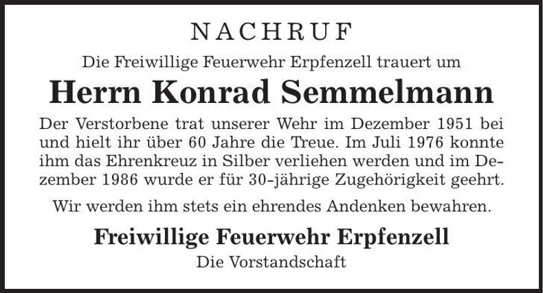 Traueranzeige Konrad Semmelmann