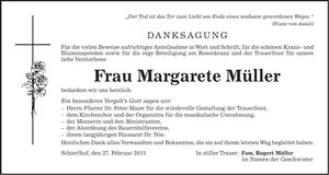 Traueranzeige Margarete Müller