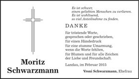 Traueranzeige Moritz Schwarzmann