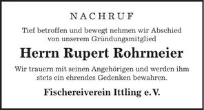 Traueranzeige Rupert Rohrmeier