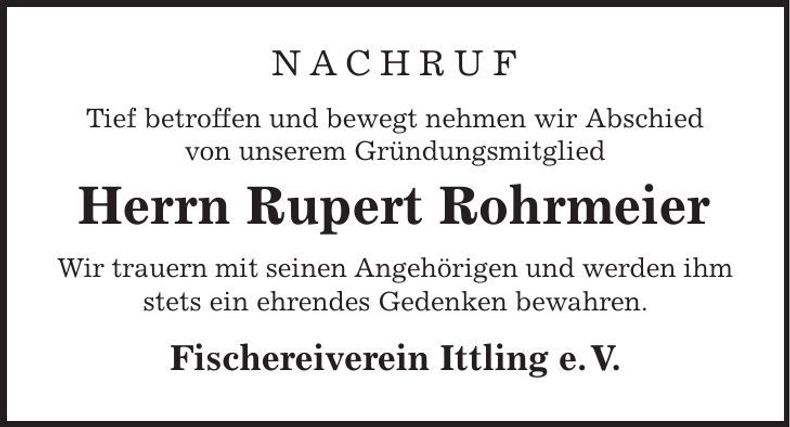 Traueranzeige Rupert Rohrmeier