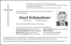 Traueranzeige Josef Schmaderer