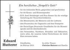 Traueranzeige Eduard Hutterer