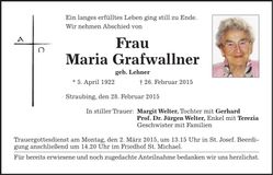 Traueranzeige Maria Grafwallner