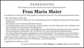 Traueranzeige Maria Maier