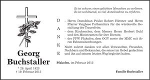 Traueranzeige Georg Buchstaller