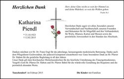 Traueranzeige Katharina Piendl