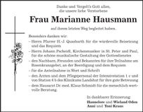 Traueranzeige Marianne Hausmann