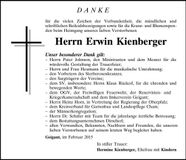 Traueranzeige Erwin Kienberger