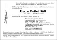 Traueranzeige Detlef Süß